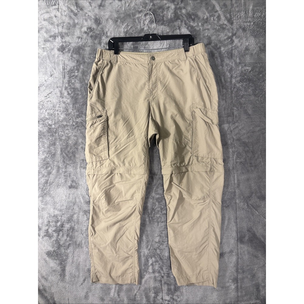 Columbia Mens Convertible Cargo Hiking Pants Tan Beige Zip Off 38x29